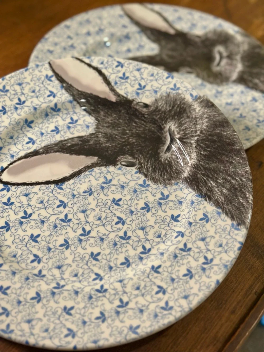 Royal Stafford Blue Chintz Bunny 11 inch Plate Set England